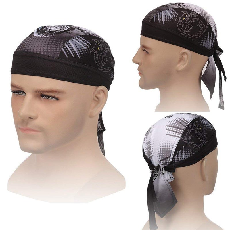 queenland Sweat Wicking Dew Rag Beanie Helmet Liner Cooling Skull Cap Quick Dry Adjustable Hat Head Wrap for Mens Women Outdoor Sport Cycling Riding Camping Motorcycling Trekking (Tiger) - Image 3